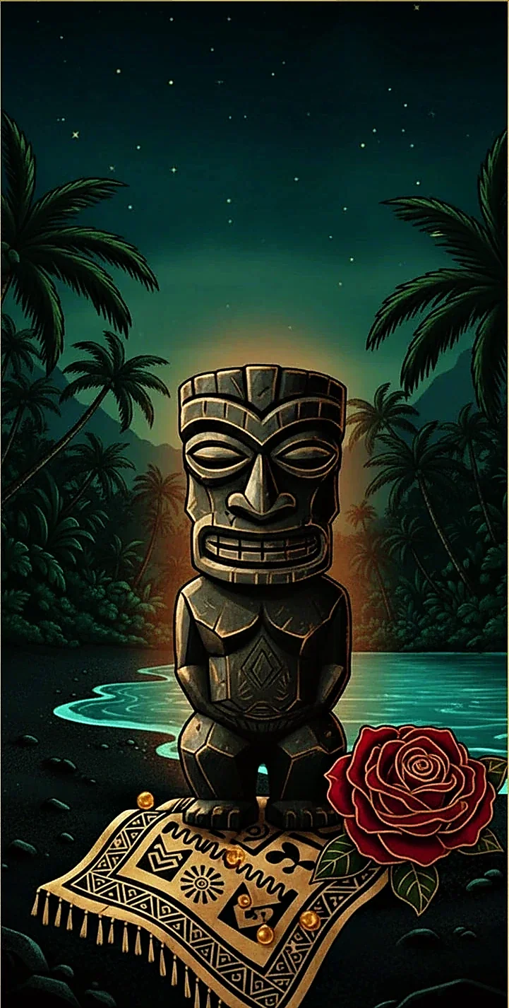 Ahi Pō — engraved back, marine night of Polynesia